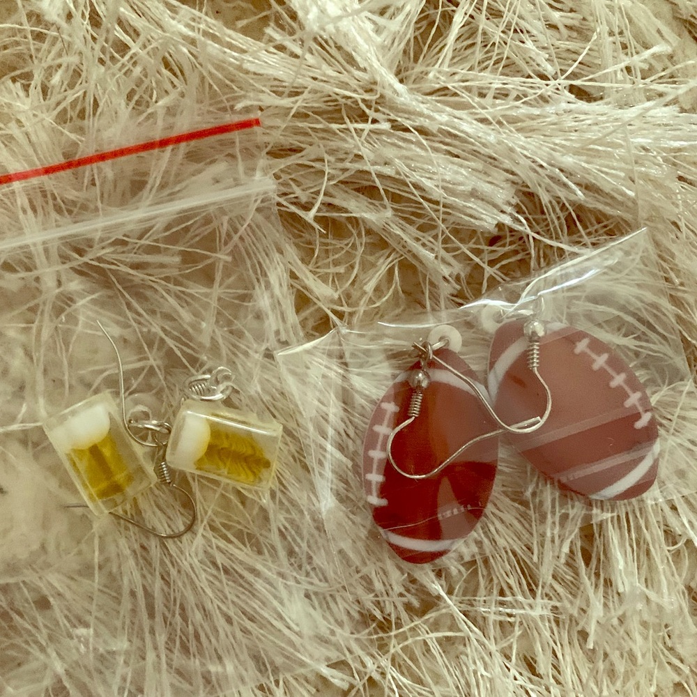 Beer and football bundle earrings